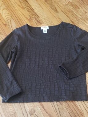 Talbots Dark Brown Croc-Pattern Top Size: MP